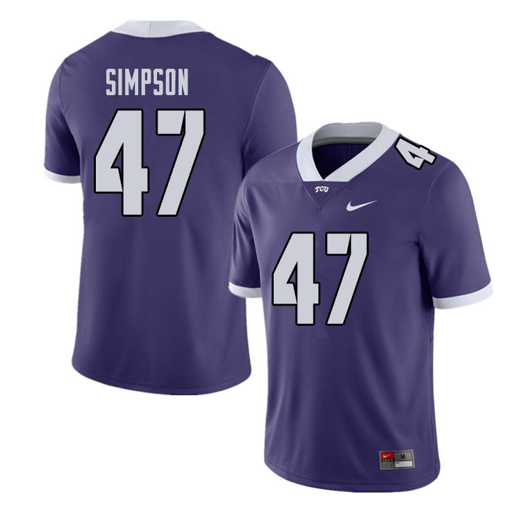 Men #47 Jacoby Simpson TCU Horned Frogs College Football Jerseys Sale-Purple - Click Image to Close